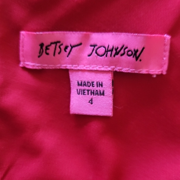 Betsey Johnson 90's Deep Red Ruffle Hem Sleeve Shift Dress - Picture 7 of 7
